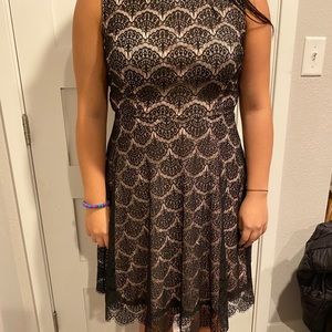 Black lace tea-length dress